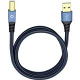 👉 Blauw USB 2.0 Aansluitkabel [1x USB-A stekker - 1x USB-B stekker] 0.5 m Vergulde steekcontacten Oehlbach Plus B 4003635093405