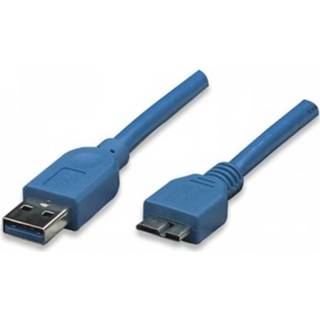👉 TECHly USB 3.0 Aansluitkabel [1x USB 3.0 stekker A - 1x Micro-USB 3.0 B stekker] 1 m Blauw Vergulde steekcontacten
