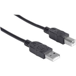 👉 Manhattan USB 2.0 Aansluitkabel [1x USB-A 2.0 stekker - 1x USB-B 2.0 stekker] 1 m Zwart