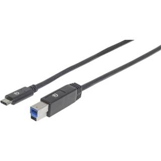 👉 Zwart mannen Manhattan USB 3.1 (gen. 1) Aansluitkabel [1x 3.0 stekker C - 1x B] 2 m 766623354998