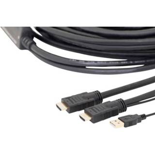 👉 Digitus HDMI / USB Aansluitkabel [1x HDMI-stekker, USB-A 2.0 stekker - 1x HDMI-stekker] 20 m Zwart