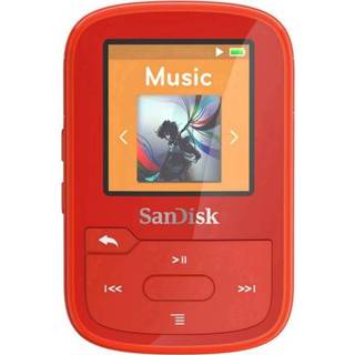 👉 SanDisk MP3-speler 16 GB Rood Bevestigingsclip, Bluetooth, Waterdicht