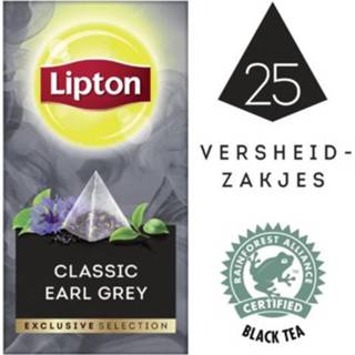 👉 Grijs Thee Lipton Exclusive Earl Grey 25 Piramidezakjes 8718114895956
