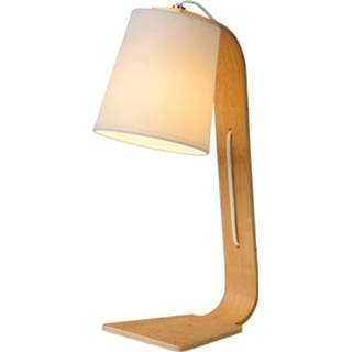 👉 Tafellamp wit hout Lucide NORDIC E14 15.5/19/48cm Hout/Kap 5411212060839