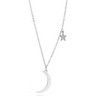 👉 Damesketting zilverkleurig vrouwen zilver Hippe dames ketting Moon Star 8720088552773