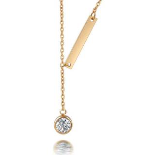 👉 Zirkonia goudkleurig edelstaal vrouwen goud Staaf Balk ketting met 8720088553039