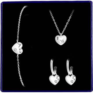 👉 Zirkonia zilveren zilver wit set hart met 8719802102905