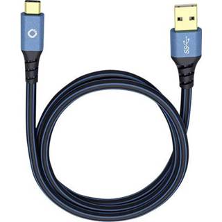 👉 Blauw USB 3.1 Aansluitkabel [1x 3.0 stekker A - 1x USB-C stekker] 0.5 m Vergulde steekcontacten Oehlbach Plus C3 4003635093252