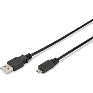 Zwart Digitus USB 2.0 Aansluitkabel [1x USB-A stekker - 1x Micro-USB B] 1 m Rond, Afgeschermd (dubbel) 4016032335450