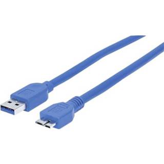👉 Blauw mannen USB 3.0 Aansluitkabel Manhattan [1x stekker A - 1x Micro-USB B] 0.5 m 766623354318