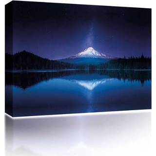 👉 Canvas One Size GeenKleur Mountain reflection at night 5060652120285