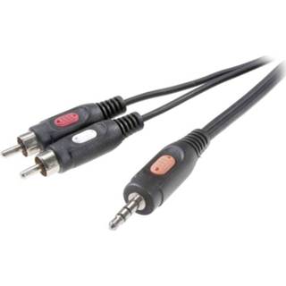 👉 SpeaKa Professional Cinch / Jackplug Audio Aansluitkabel [2x Cinch-stekker - 1x Jackplug male 3.5 mm] 1.50 m Zwart