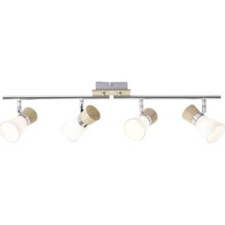👉 Energielabel wit hout chroom Plafondspot LED E14 Energielabel: Afh. van lamp (A++ - E) 72 W Brilliant Nacolla 56332/75 (licht), Chroom, 4004353274275