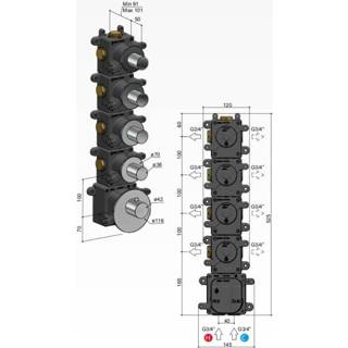 👉 Stopkraan Hotbath MHF004 high flow inbouwbox 4 stopkranen 8719638615259