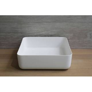 👉 Opzetwastafel wit Luca 40x40cm vierkant met dunne rand Solid Surface mat