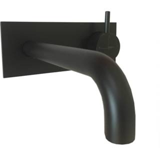 👉 Inbouw wastafelkraan zwart Hotbath Cobber CB006BL met achterplaat uitloop 18cm mat