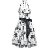 👉 Dress medium- jurk wit zwart H&R London Floral Long wit-zwart 4031417175148