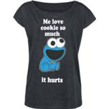 👉 Shirt T-Shirt meisjes grijs Sesame Street Cookie Monster - Me Love Cookies Girls donkergrijs gemêleerd 4044583480473