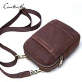 👉 Riem leather CONTACT'S genuine vintage men phone bag for belt shoulder with card holders male travel waist pack crosssbody bags