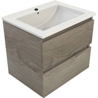 👉 Badmeubel zilver eiken Blinq Tania 60 cm 2 lades