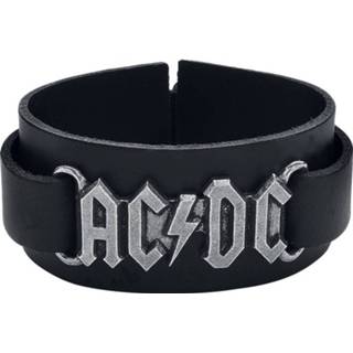 👉 Armband Lederen zwart AC/DC Logo