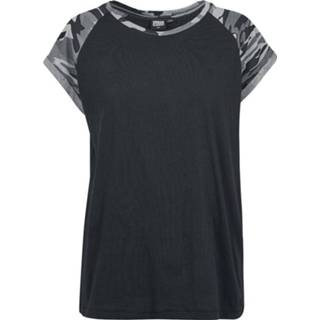 👉 Shirt T-Shirt vrouwen meisjes zwart Urban Classics Ladies Contrast Raglan Tee Girls zwart-donker camo 4053838260807
