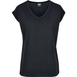 Shirt zwart T-Shirt vrouwen meisjes Urban Classics Ladies Round V-Neck Extended Shoulder Tee Girls 4053838428580 4053838428597