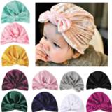 👉 Beanie goud baby's 10pcs/lot Gold Velvet Baby Infant Turban Hat Toddler Ear Knot Newborn Top Caps Headwear Birthday Gift Photo Props