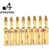 👉 Luidspreker 8 PCS ATAUDIO Gold-plated Speaker Banana Plug DIY HiFi Jack Audio Cable Connectors 4mm