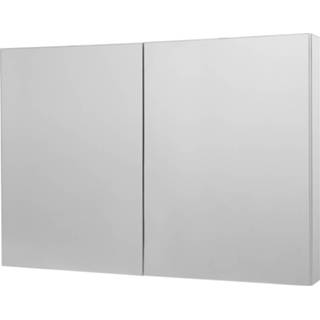 👉 Spiegelkast spaanplaat grijs met front mat spiegel Blinq Long Beach 100 cm 2 deuren