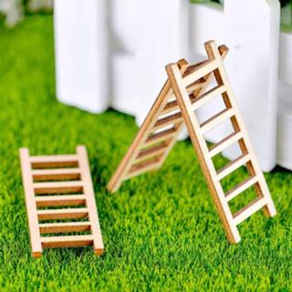 Ladder 3Pcs Mini Miniature Wooden Step Fairy Garden DIY Micro Landscape Decor