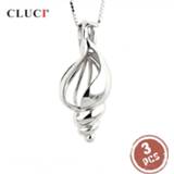 👉 Hanger zilver vrouwen CLUCI 3pcs Silver 925 Shell Women Charm Pendants Sterling Conch Necklace Cage Pendant Jewelry Pearl Locket