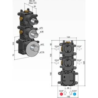 👉 Stopkraan Hotbath MHF002 high flow inbouwbox 2 stopkranen 8719638615235