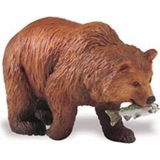 👉 Speelgoed figuur plastic kinderen grizzlybeer 8 cm met zalm - Action products