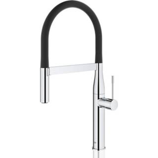 👉 Keukenkraan zwart Grohe Essence New met uittrekbare kraanuitloop chroom-zwart 4005176341472