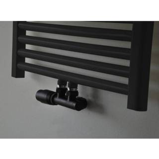 👉 Onderblok zwart zwarte Wiesbaden Riko thermostatisch haaks-links mat knop
