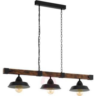 👉 Hanglamp zwart metaal a++ eglo bruin Oldbury in rustieke look