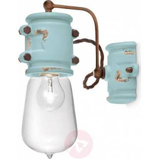 👉 Vintage wandlamp a++ turkoois ferroluce keramiek C1523 turquoise