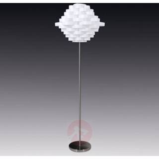 👉 Vloer lamp a++ wit NVE kunststof Vloerlamp White met kap van ronde schijven
