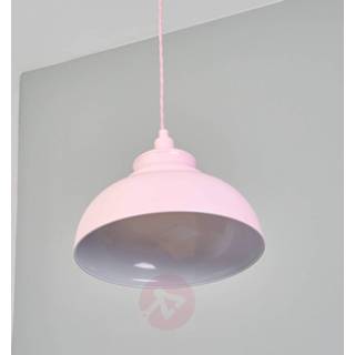 👉 Hang lamp lucide a++ rosé ros metalen metaal Hanglamp Isla met rozekleurige kap