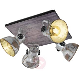 👉 Plafond lamp metaal a++ bruin eglo Plafondlamp Barnstaple in industrielook 4-lamps