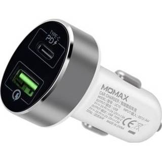 👉 Autolader wit Momax UC10 Snelle - USB-C PD, QC3.0 36W 4894222054646