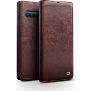 👉 Portemonnee bruin echt leer ruimte voor papiergeld bookwallet flip hoes Qialino - lederen luxe wallet Samsung Galaxy S10 Plus 9145425566319