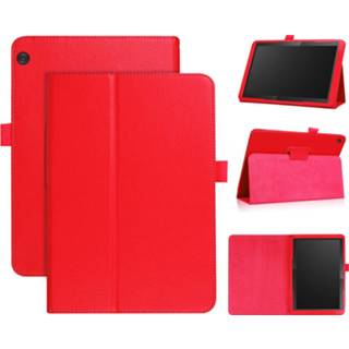 👉 Kunstleer rood stand flip hoes sleepcover - Lenovo Tab M10 9145425565886