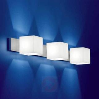 👉 Wand lamp mondgeblazen glas wit a++ casablanca Wandlamp CUBE, 3-lichts met antiverblinding