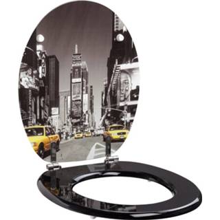 👉 Toiletzitting MDF RVS decor Allibert New York 37,3x5,6x44,8 cm Inox Scharnieren