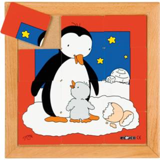 👉 Dierenpuzzel kinderen 'Moeder en kind' | Pinguïn 12 stukjes Educo