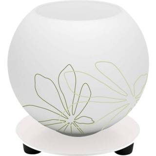 👉 Tafellamp wit groen glas Motief 14 cm hoog in met bloemmotief