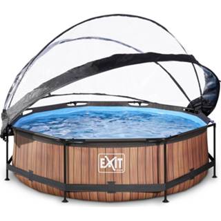 👉 Zwembad bruin EXIT Wood met overkapping en filterpomp -