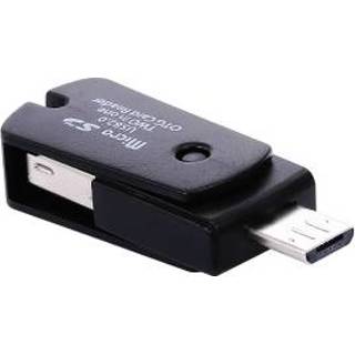 👉 Geheugenkaartlezer zwart Micro USB 2 IN 1 OTG Card Reader Support TF Recorder Phone Storage Rotatable (Black)